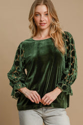 Elegant Umgee Polka Dot Lace Long Sleeve Blouse – Feminine & Timeless